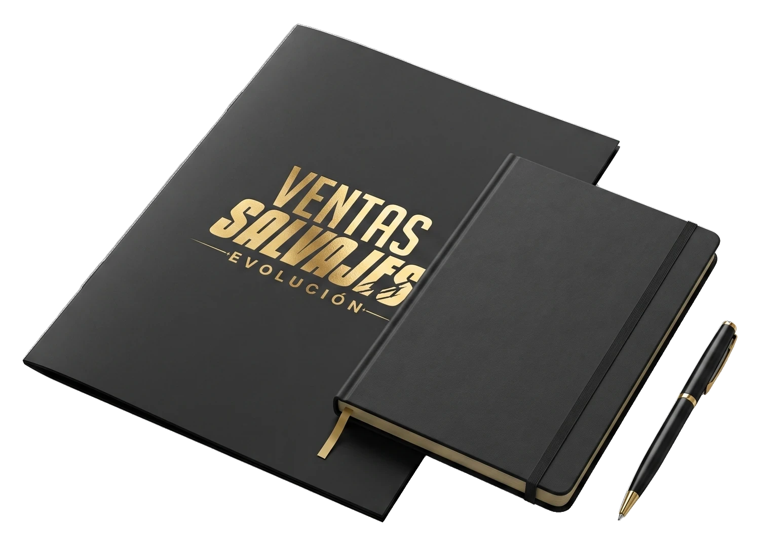Material del entrenamiento: carpeta, cuaderno y lapicero de Ventas Salvajes