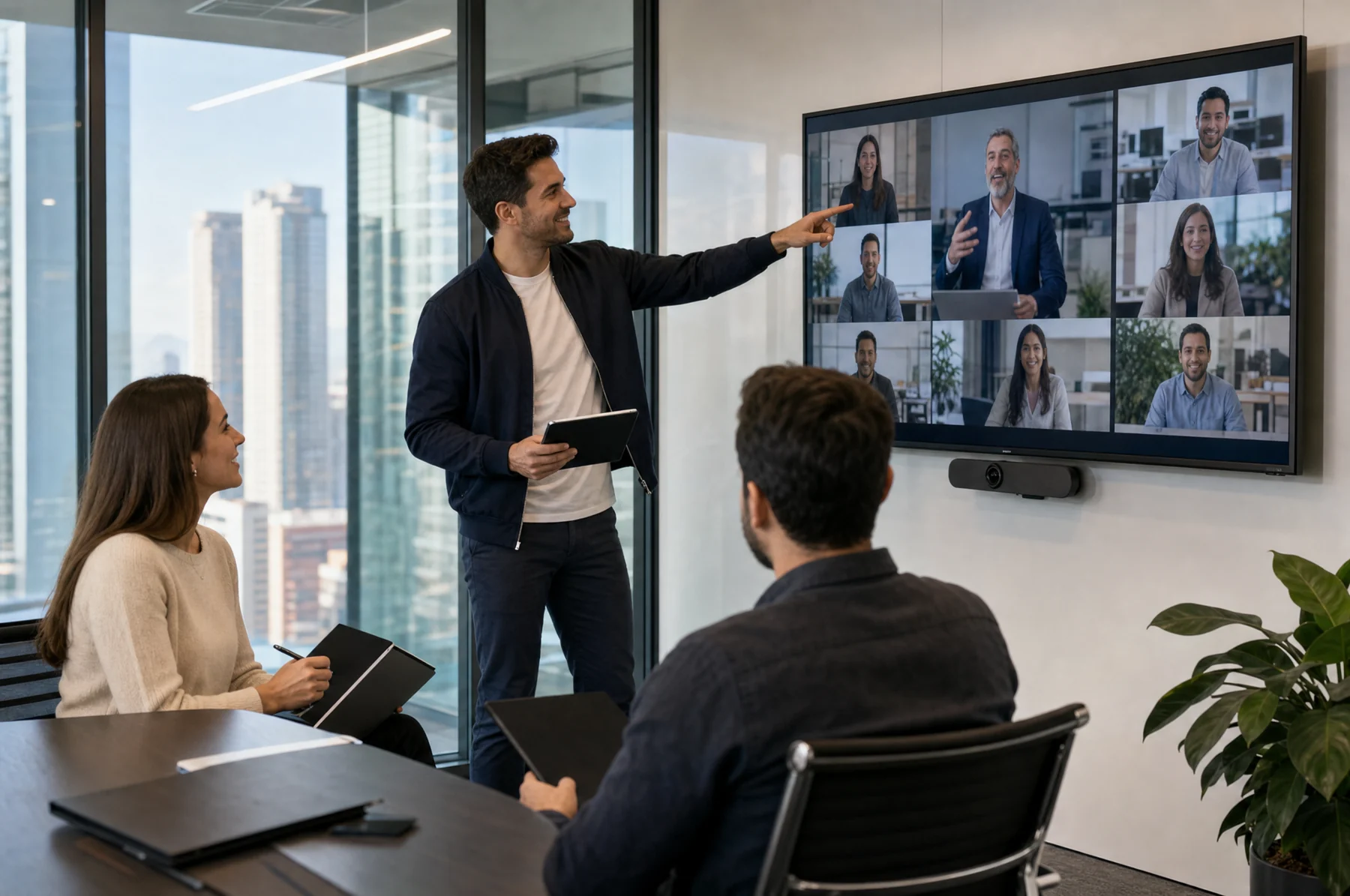 Equipo siguiendo la sesión desde su oficina