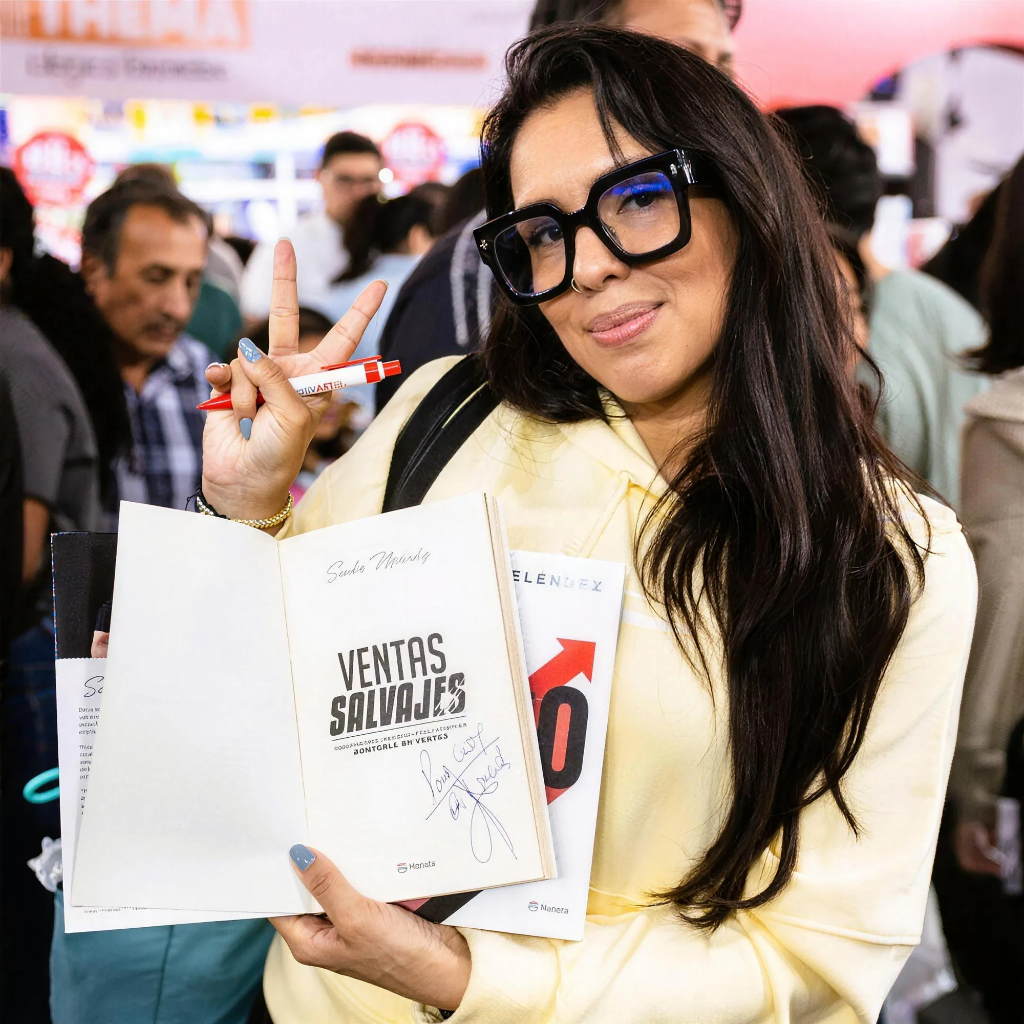 Lectora con su ejemplar firmado de Ventas Salvajes